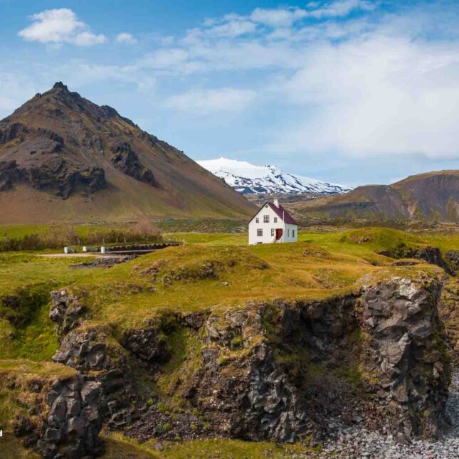 Arnarstapi fishing village and coastal line on Snaefellsnes Peninsula-43