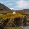 Arnarstapi fishing village and coastal line on Snaefellsnes Peninsula