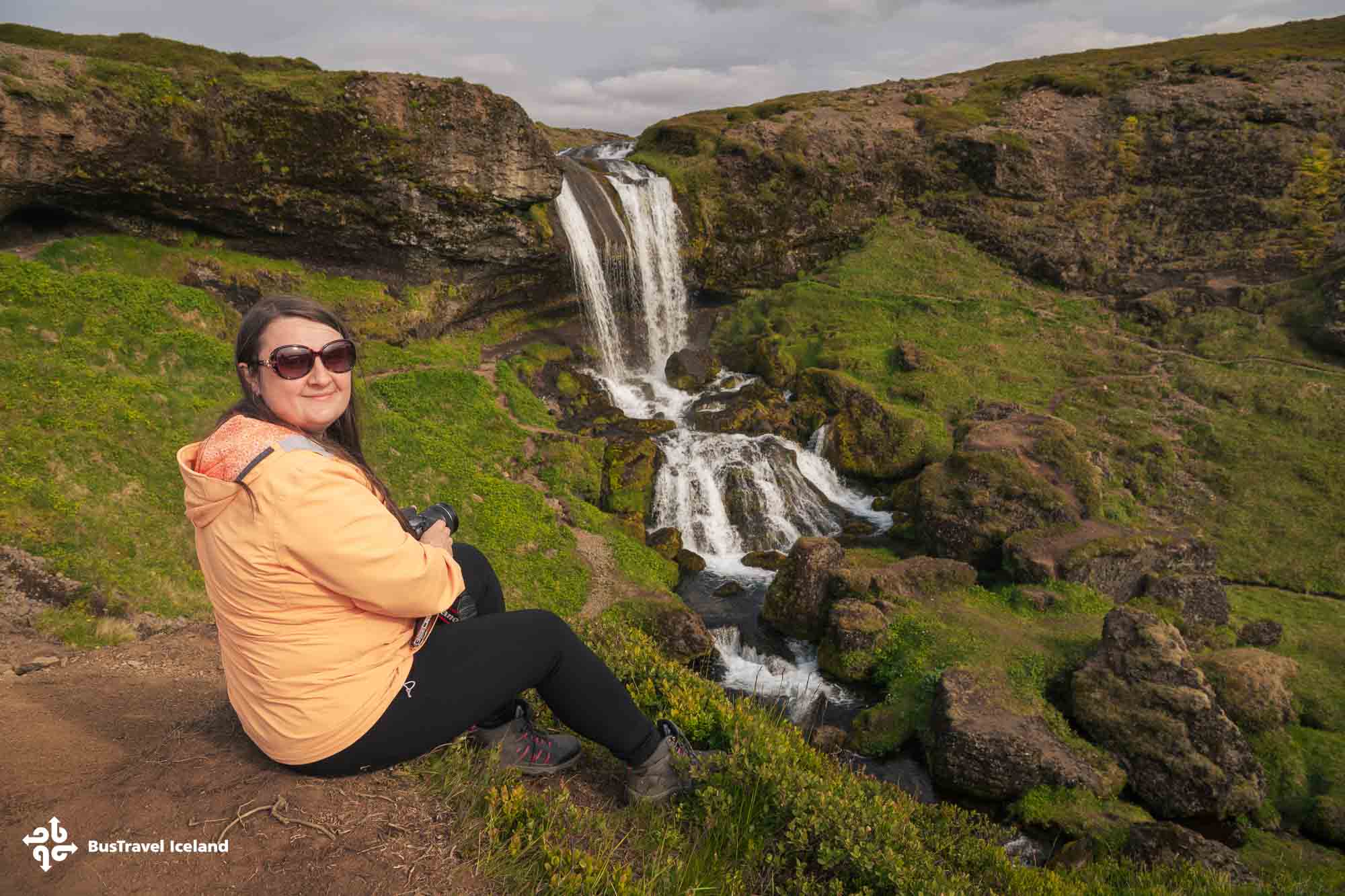 Berserkjahraun lava field and waterfall on Snaefellsnes Peninsula