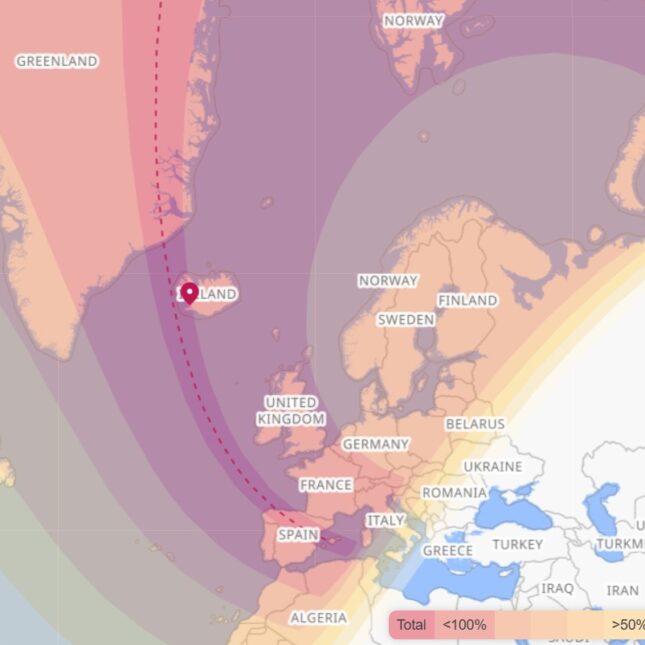 Total Solar Eclipse on 12 Aug 2026 Path Map. Source: Time and Date