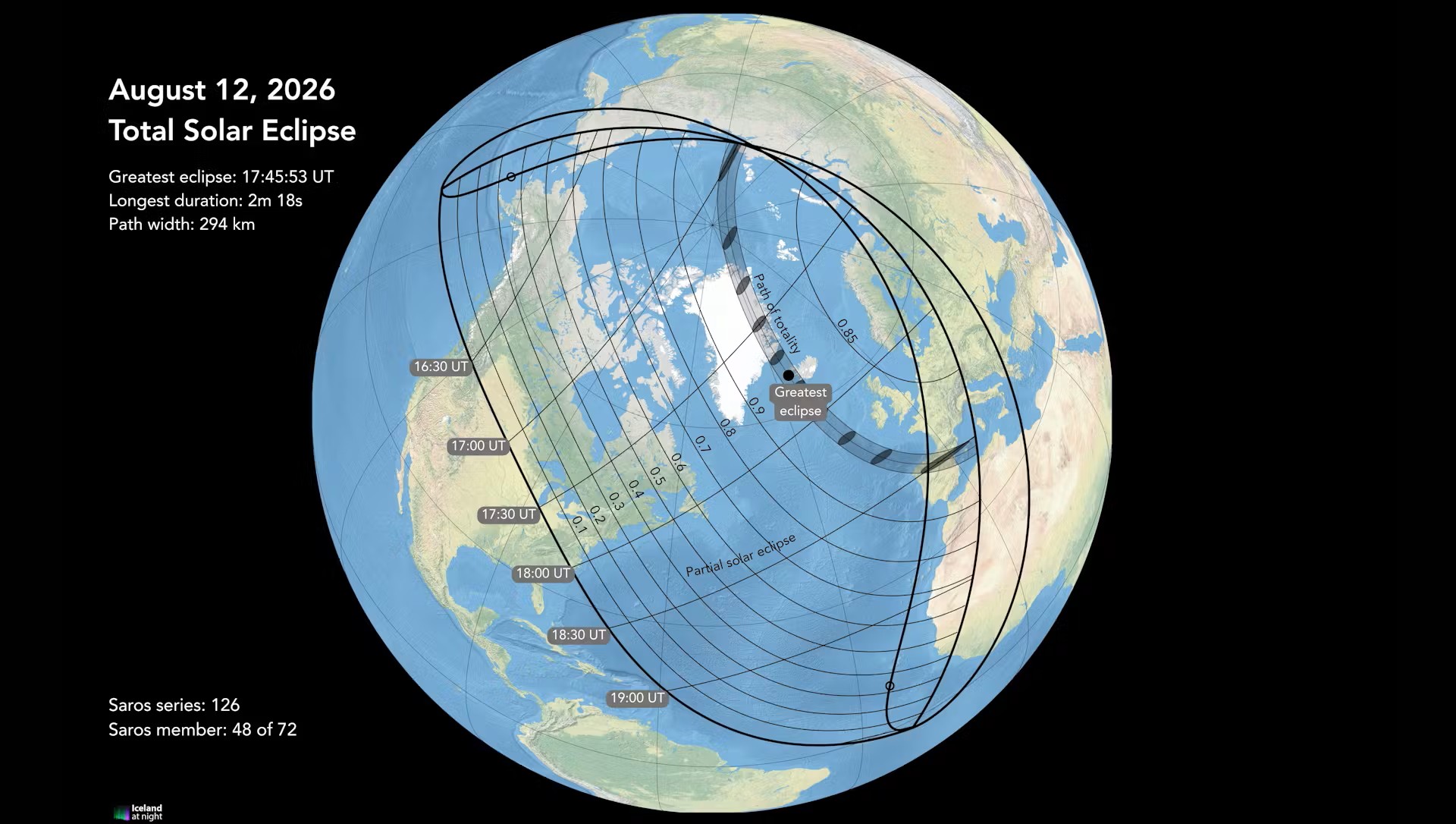 Total Solar Eclipse 2026 totality path map