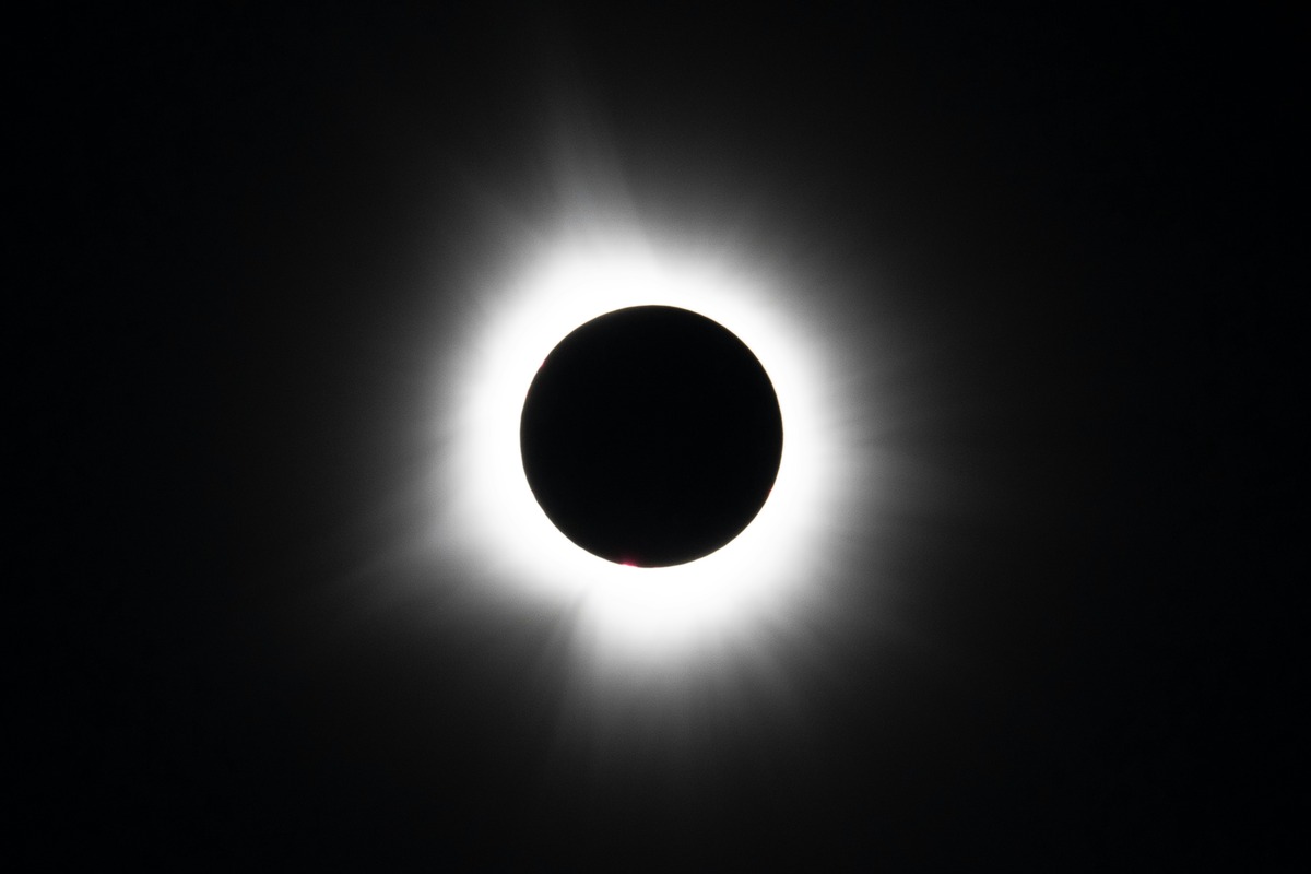 Total solar eclipse black and white