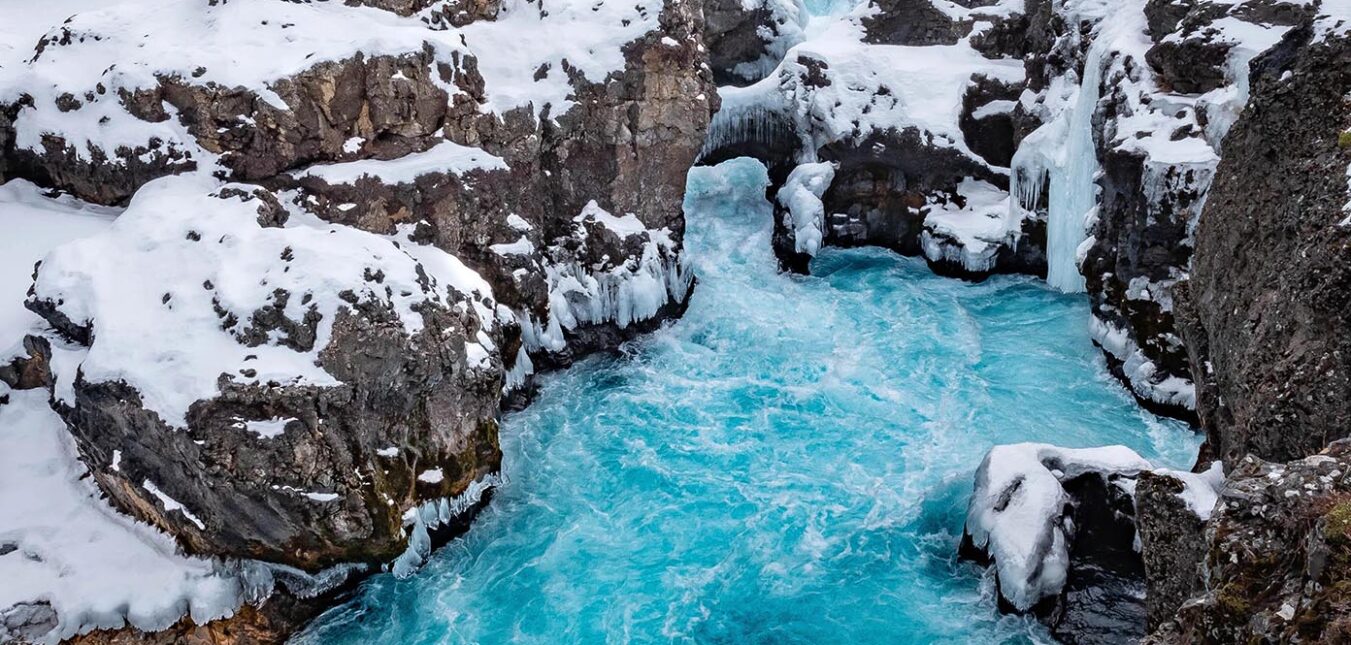 Barnarfoss waterfall in west Iceland