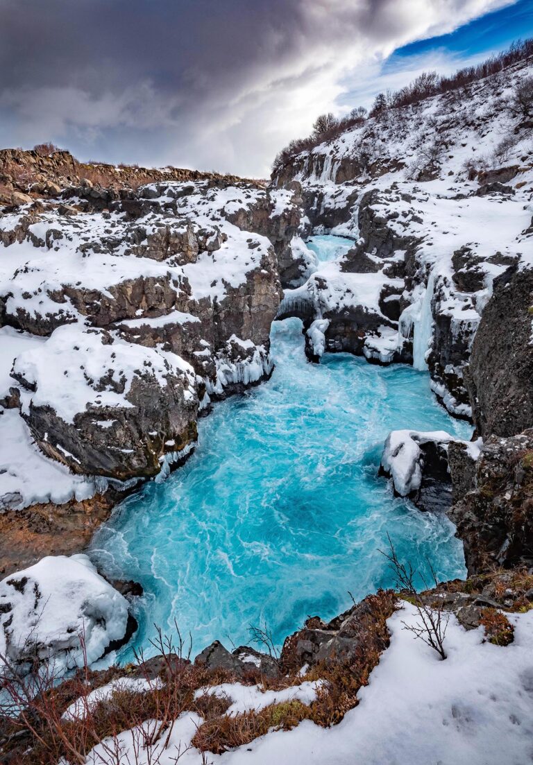 Barnarfoss waterfall in west Iceland