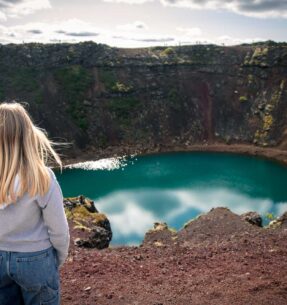 Kerid volcanic crater lake in Golden Circle Iceland