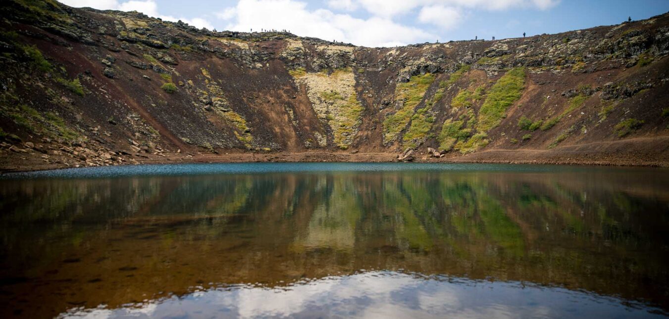 Kerid volcanic crater lake in Golden Circle Iceland
