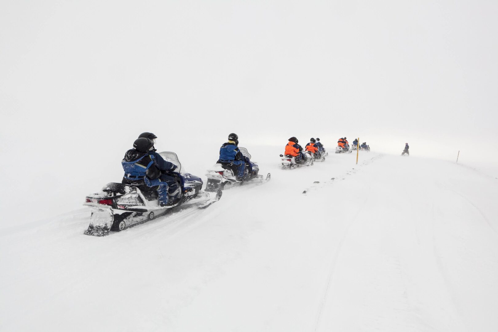 Snowmobile tour on Langjokull glacier