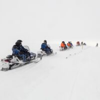 Snowmobile tour on Langjokull glacier