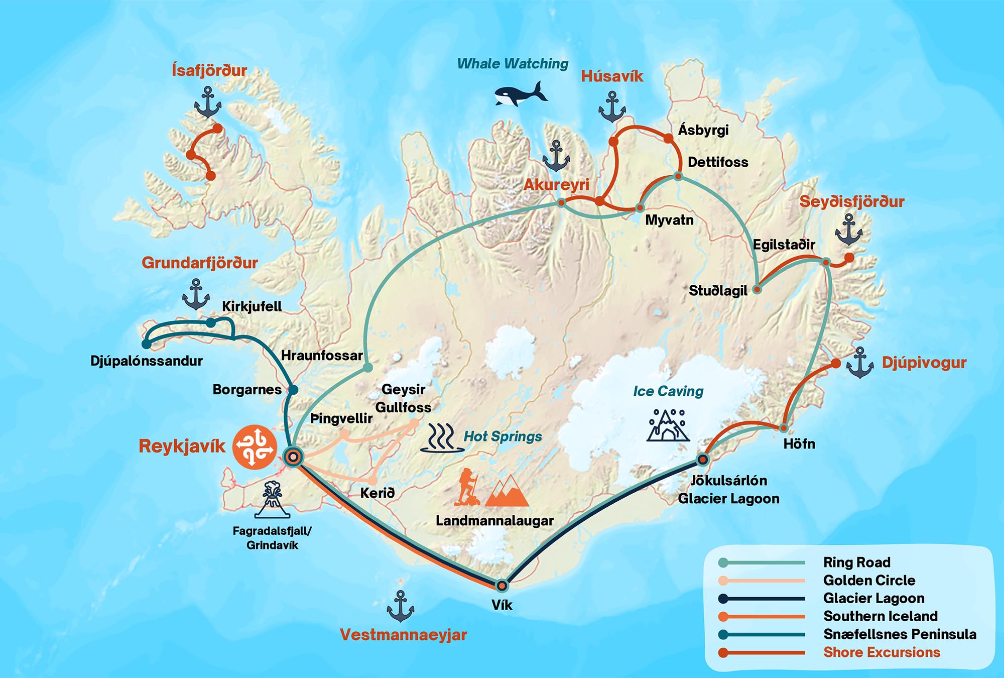 Shorex map with ports and QR code