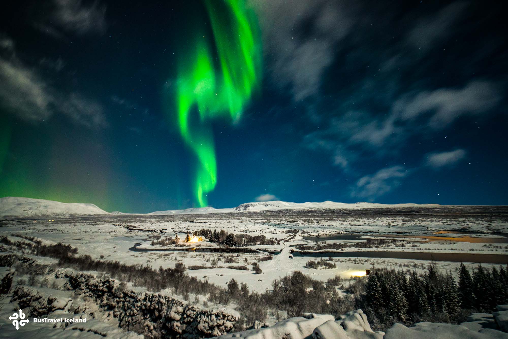 Northern lights over Thingvellir National Park